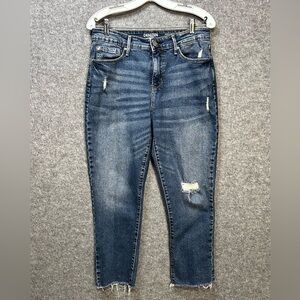 Denizen from Levi's Women's 10 Denim Blue Ankle Slim Distressed Jeans Raw Hem